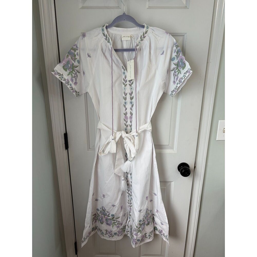 NWT Julia Amory AERIN x Julia Amory Cordelia Coatue Dress Embroidered Size M